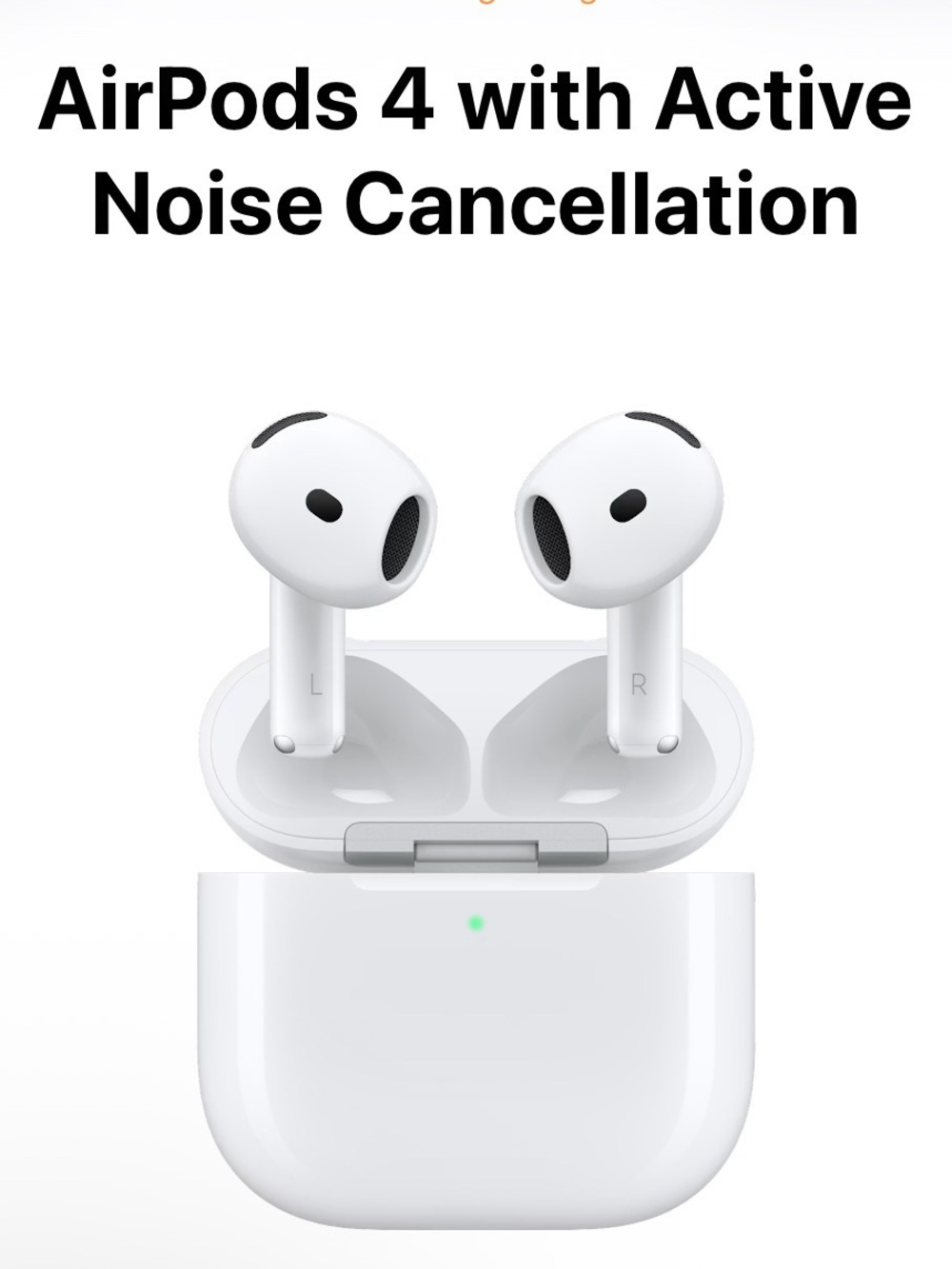 Apple White AirPods 4 Wireless Earbuds with ANC